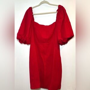 Red Puff Sleeve Dress